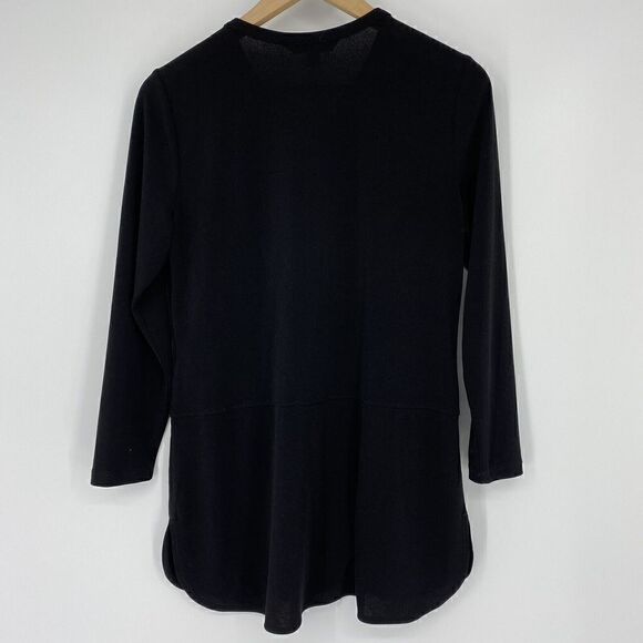 Lauren Ralph Lauren Tunic Top Size Medium Petite Black Long Sleeve Shirt Stretch - Picture 4 of 5